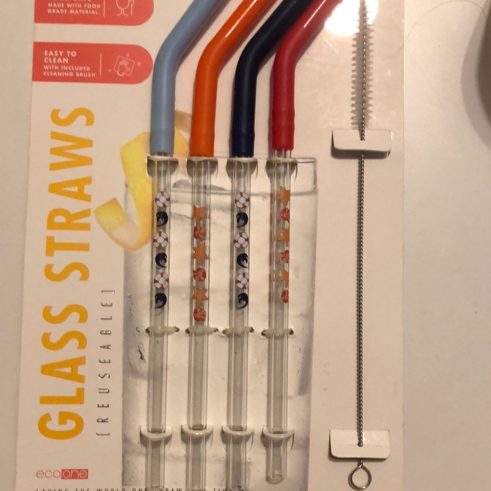 Eco one glass straws & cleaning brush nwt
